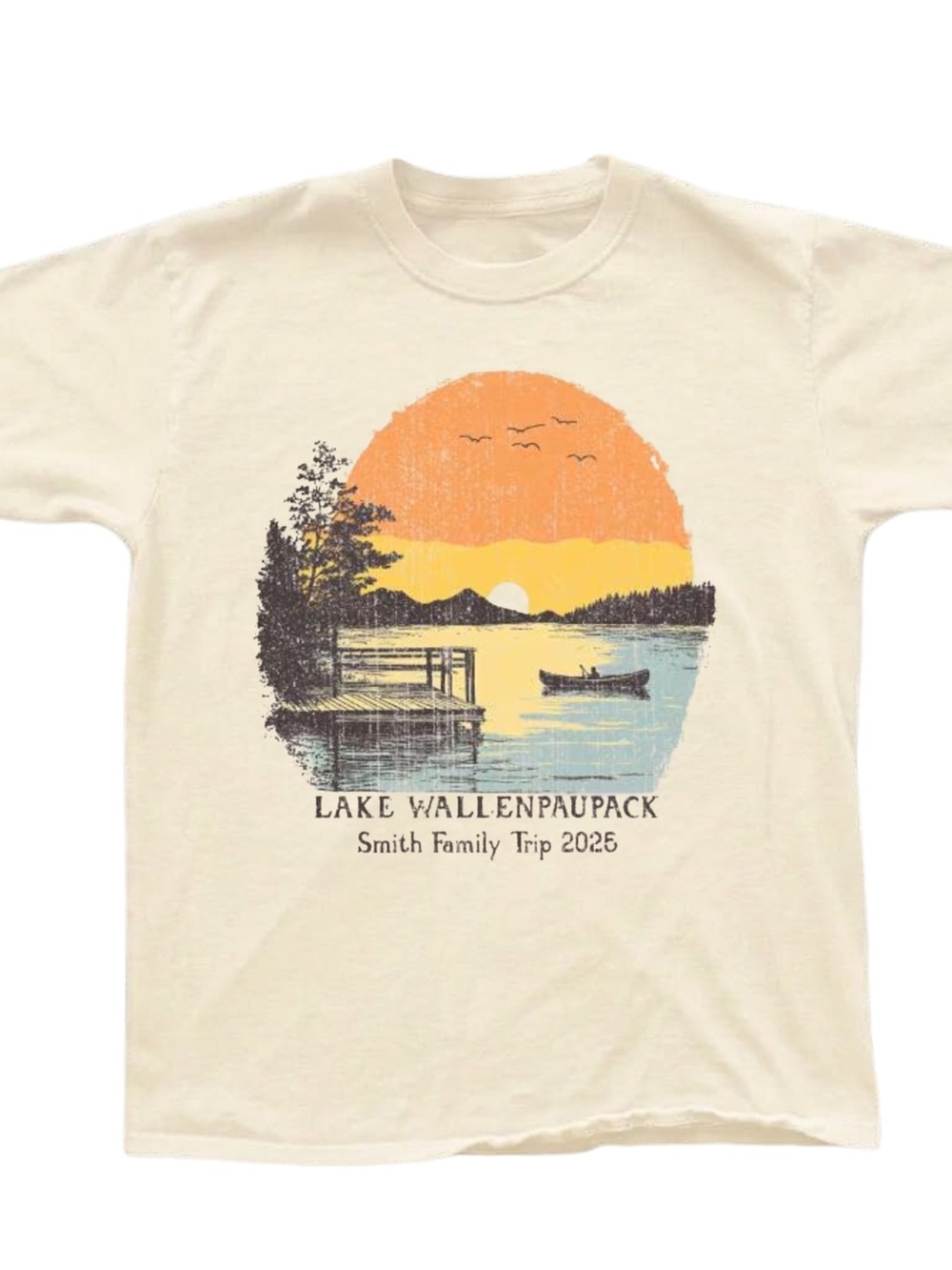 Lake Wallenpaupack Sunset Graphic T-Shirt - Cream, Gift For Her, For Him